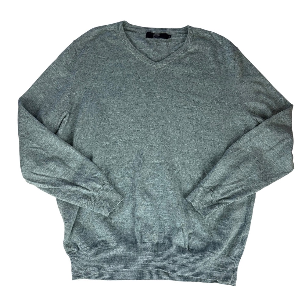 J Crew Mens V‎ Neck Sweater Light Blue Cotton Size Large